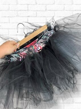 Cicci Multicolor Holo Sequin Mermaid Scales Tutu Skirt Dance Costume Black M